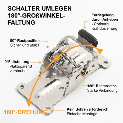 90° Auto-Lock Folding Bracket – Set of 2, up to 225 kg, Installs in 5 Minutes