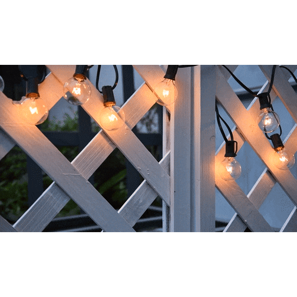 Outdoor LED string lights with warm white light