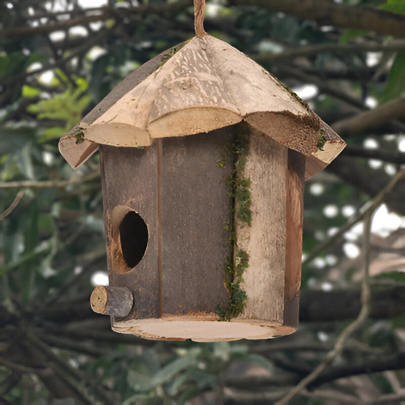 Wooden Birdhouse with a Hanging Strap
