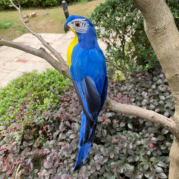 Decorative Parrot Garden Ornament – Lifelike Bird Figurine with Feathers