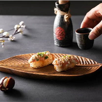 Wooden Leaf Serving Tray – Decorative Tray with Handle