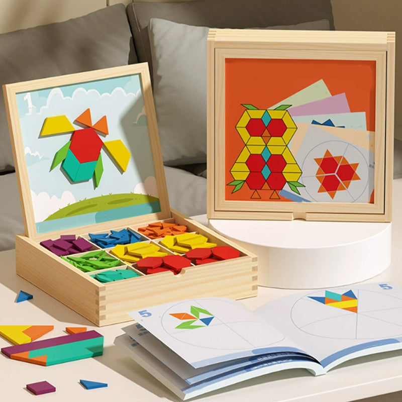 Magnetic Wooden Building Blocks with Pattern Cards
