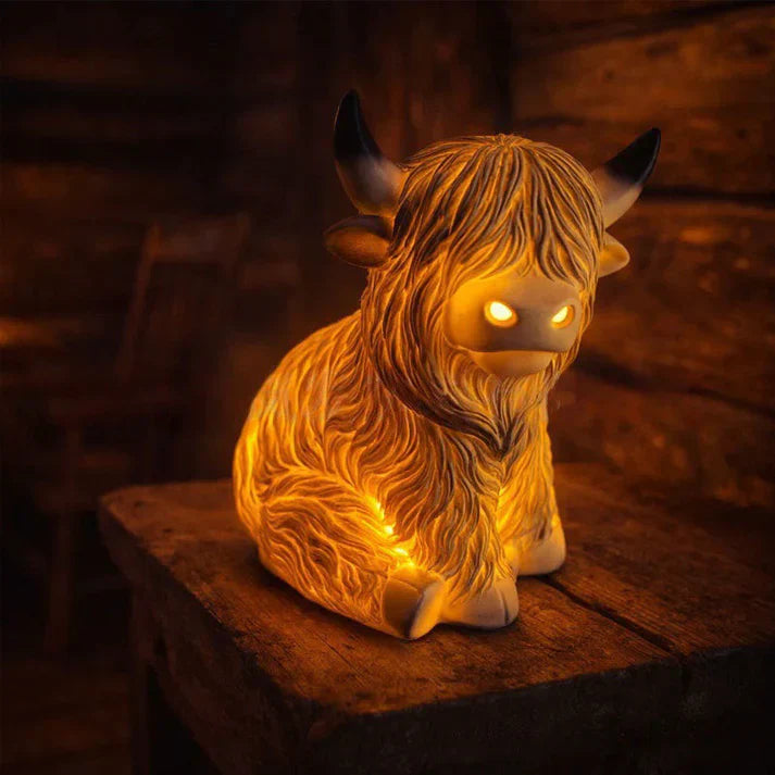 Highland Cow Resin Night Light – Decorative Lamp with Warm Amber Glow