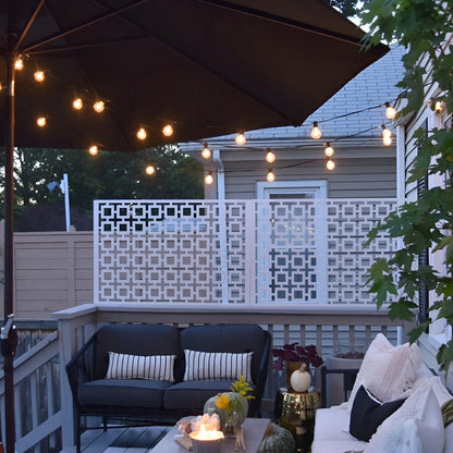 Outdoor LED string lights with warm white light