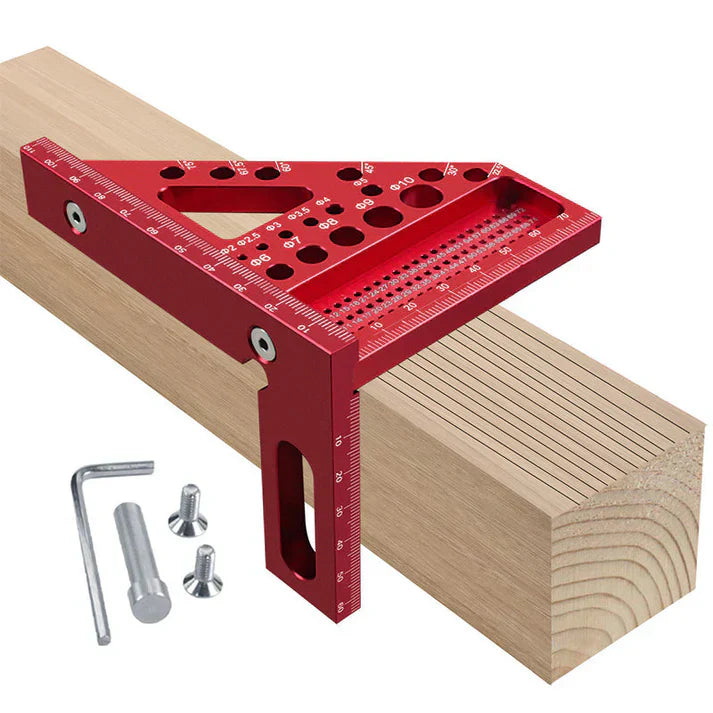Aluminium Woodworking Square with Drill Guide Holes – 90° and 45°
