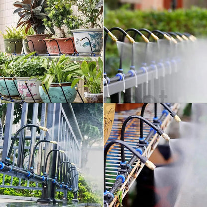 Irrigation System for Gardens & Balconies — 360° Spray Nozzles, No Electricity Required