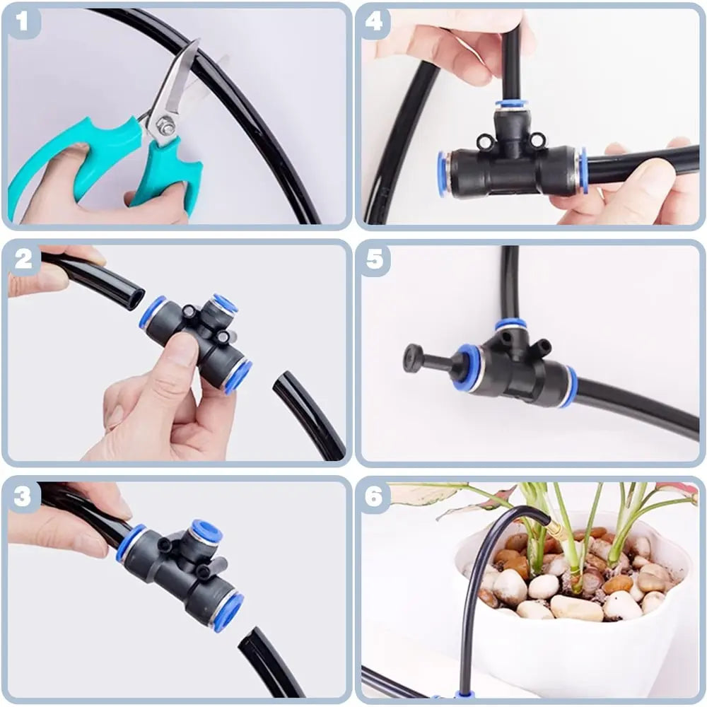 Irrigation System for Gardens & Balconies — 360° Spray Nozzles, No Electricity Required
