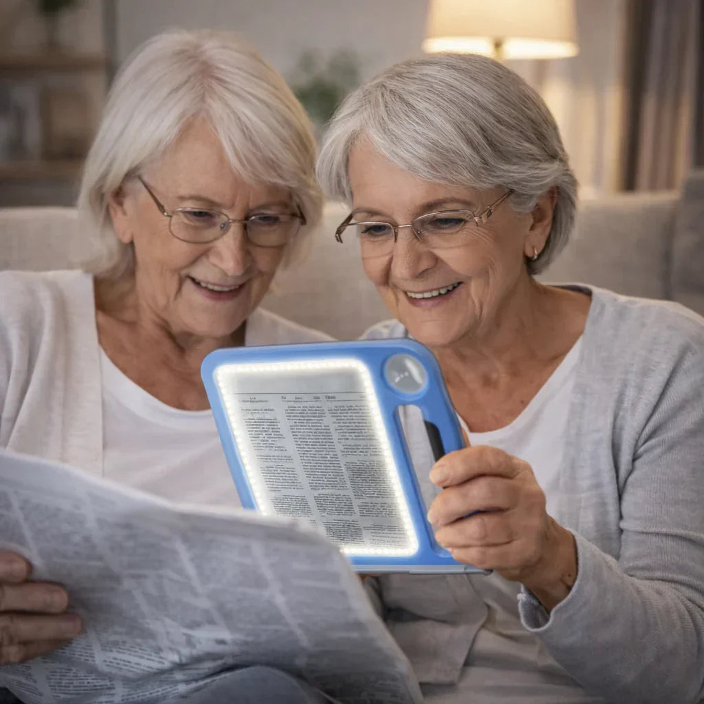 LED Reading Magnifier with 5× & 10× Zoom – USB-Rechargeable, 48 LEDs