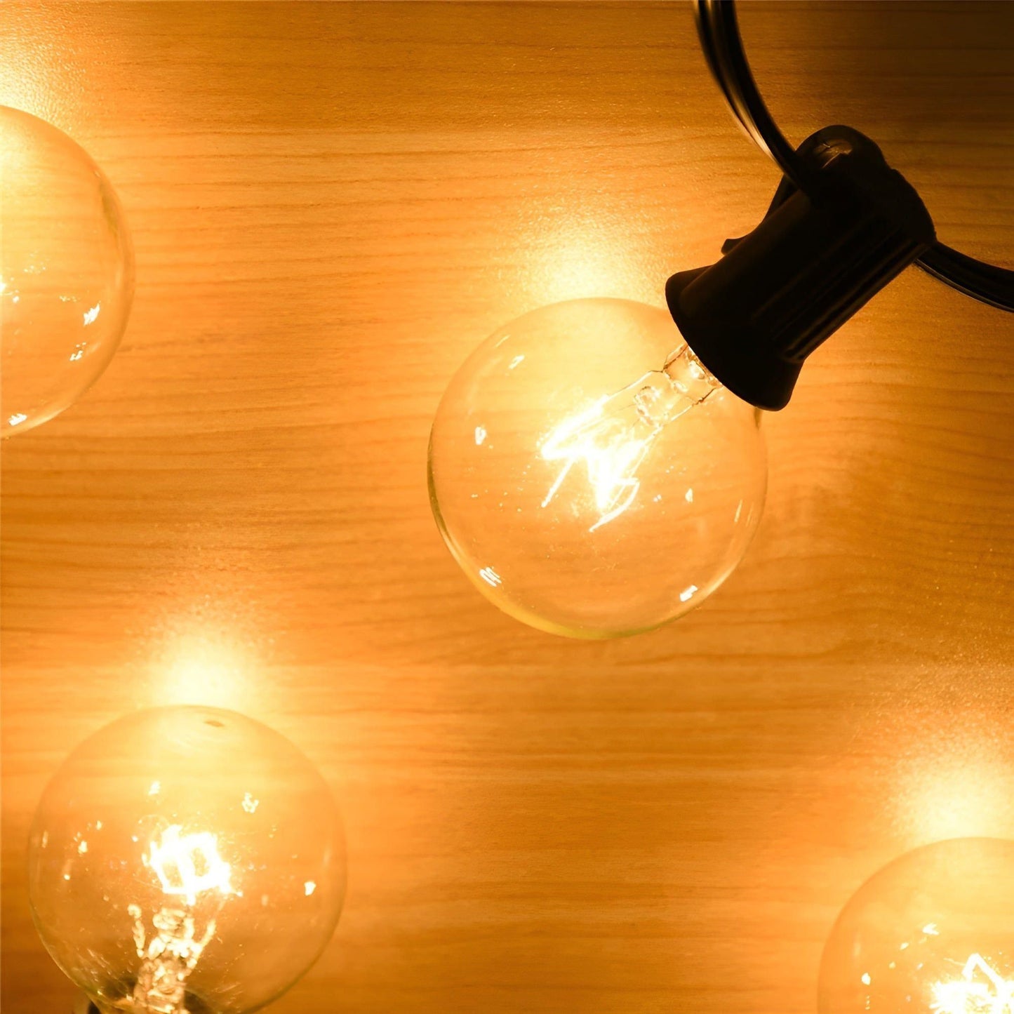 Outdoor LED string lights with warm white light