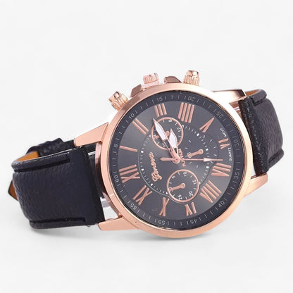 Elegant women's watch with a leather strap – Roman numeral dial