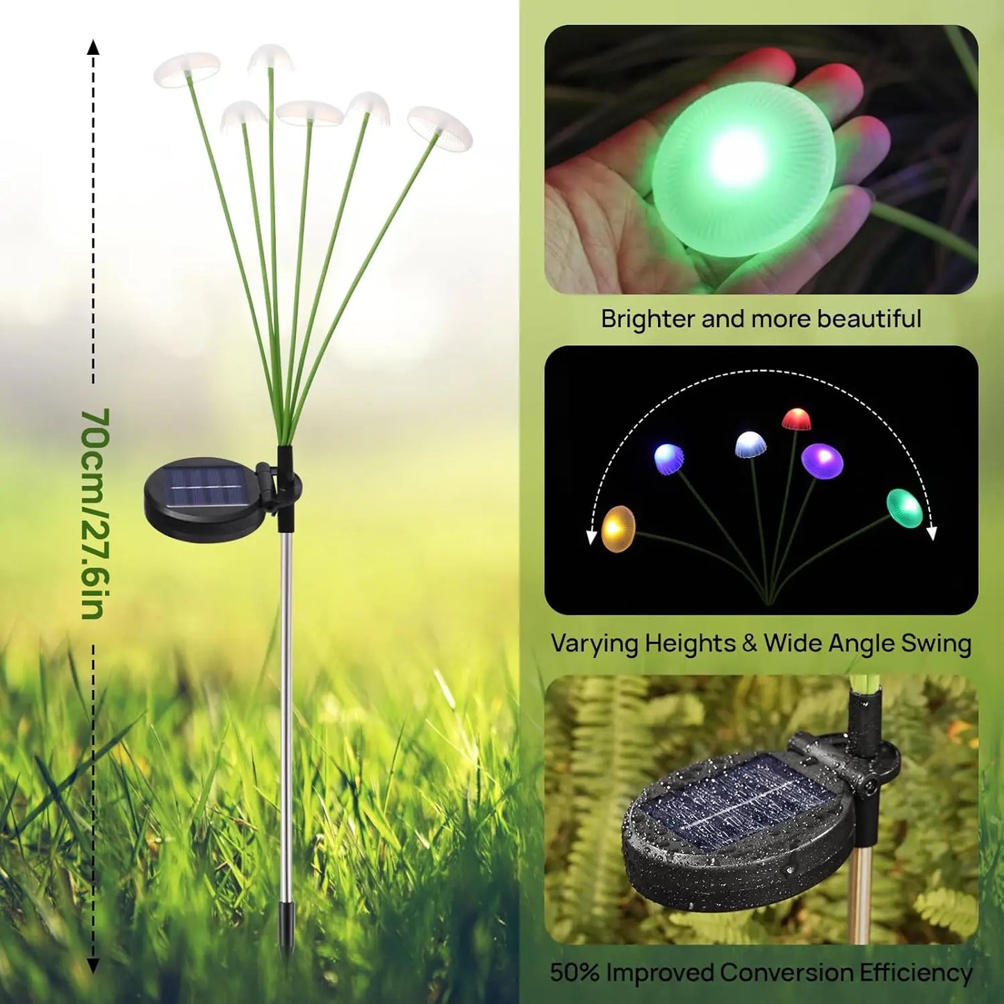 Solar Mushroom Light with 6 Swaying Light Heads – Set of 2