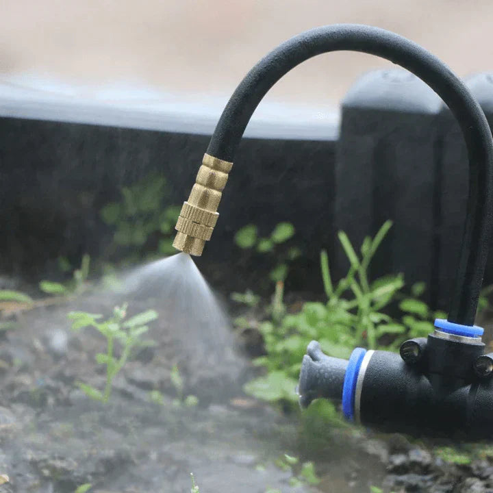 Irrigation System for Gardens & Balconies — 360° Spray Nozzles, No Electricity Required