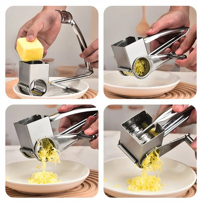 Stainless Steel Rotary Grater – Hand Crank for Cheese and Vegetables