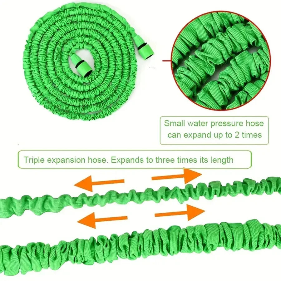 Expandable Garden Hose with 7-Function Spray Gun – Expands to 3 Times Its Length