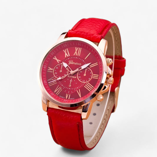 Elegant women's watch with a leather strap – Roman numeral dial