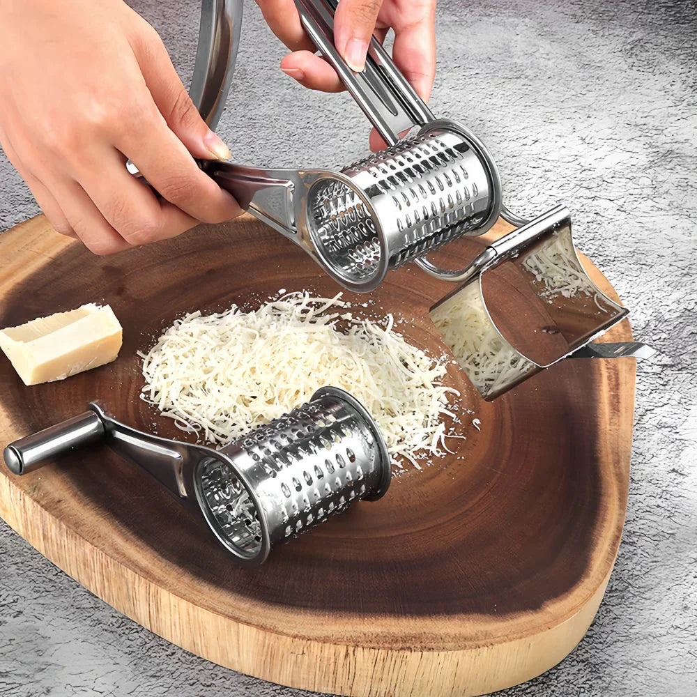 Stainless Steel Rotary Grater – Hand Crank for Cheese and Vegetables