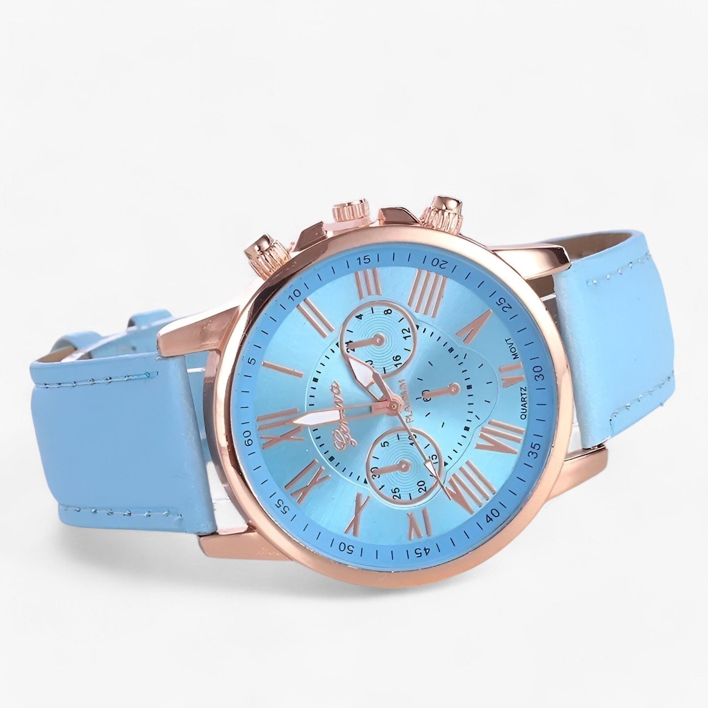 Elegant women's watch with a leather strap – Roman numeral dial