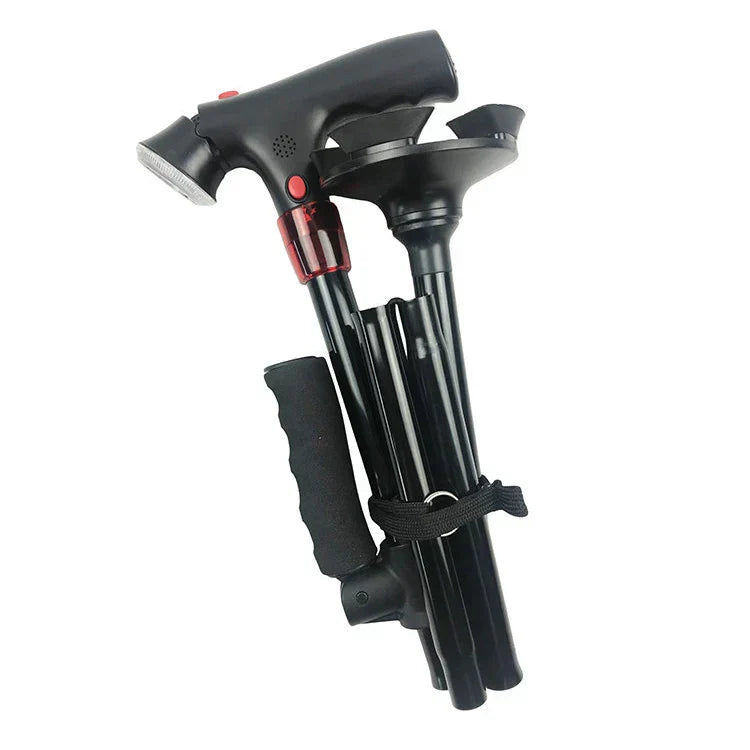 Folding Walking Cane with LED Light and Alarm