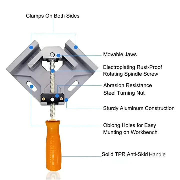 90-Degree Aluminum Corner Clamp – Precise Corner Joint