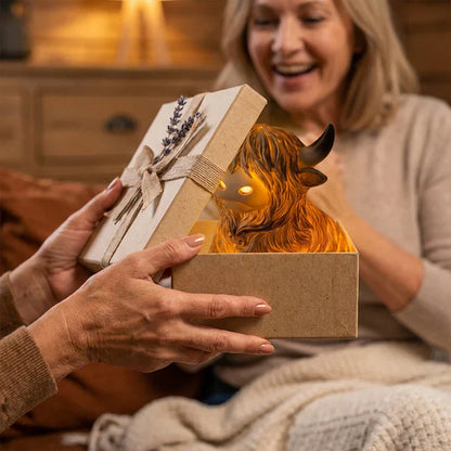 Highland Cow Resin Night Light – Decorative Lamp with Warm Amber Glow