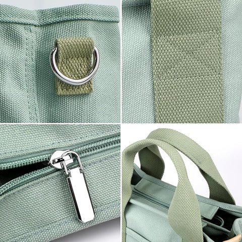 Japanese-inspired canvas tote bag – with interior compartments, lightweight & durable
