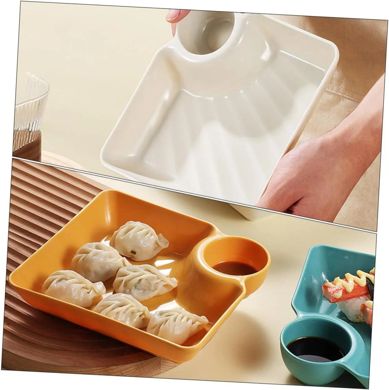 Dip Plate with Built-In Sauce Compartment – No More Mess