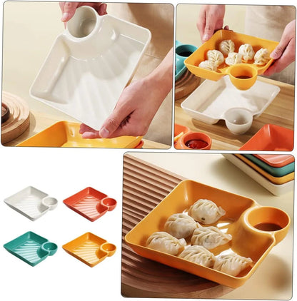 Dip Plate with Built-In Sauce Compartment – No More Mess