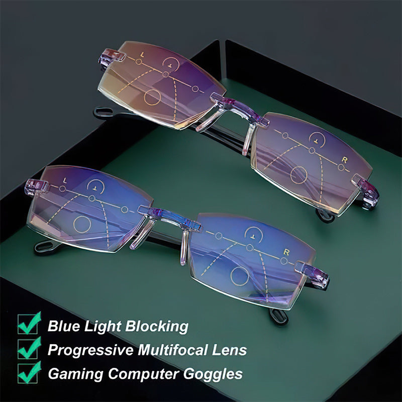 Multifocal reading glasses with a blue light filter
