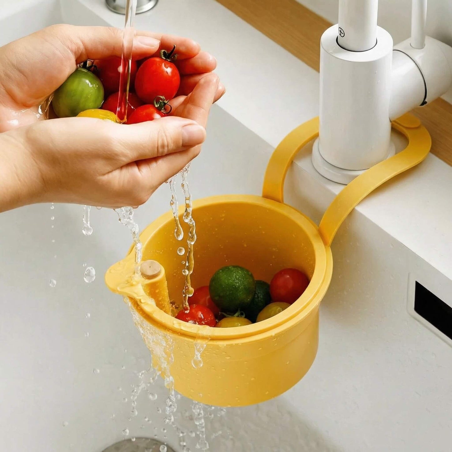 Hanging Drain Basket – Two-Part Filter System, One-Click Emptying