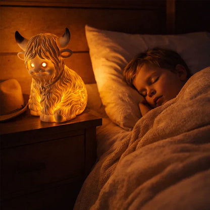 Highland Cow Resin Night Light – Decorative Lamp with Warm Amber Glow