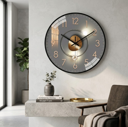 Silent Wall Clock, Ø 20 cm – Glass Cover & Metal Hands, No Ticking