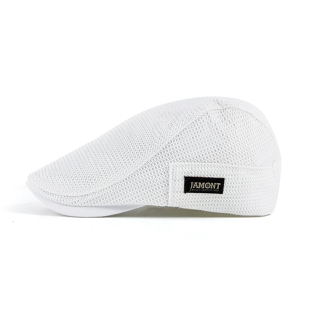 Flat cap, mesh material, breathable, adjustable