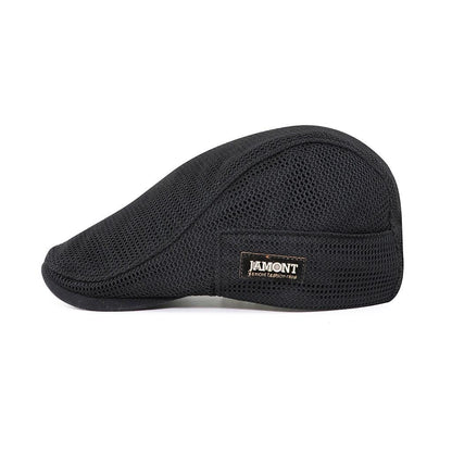 Flat cap, mesh material, breathable, adjustable