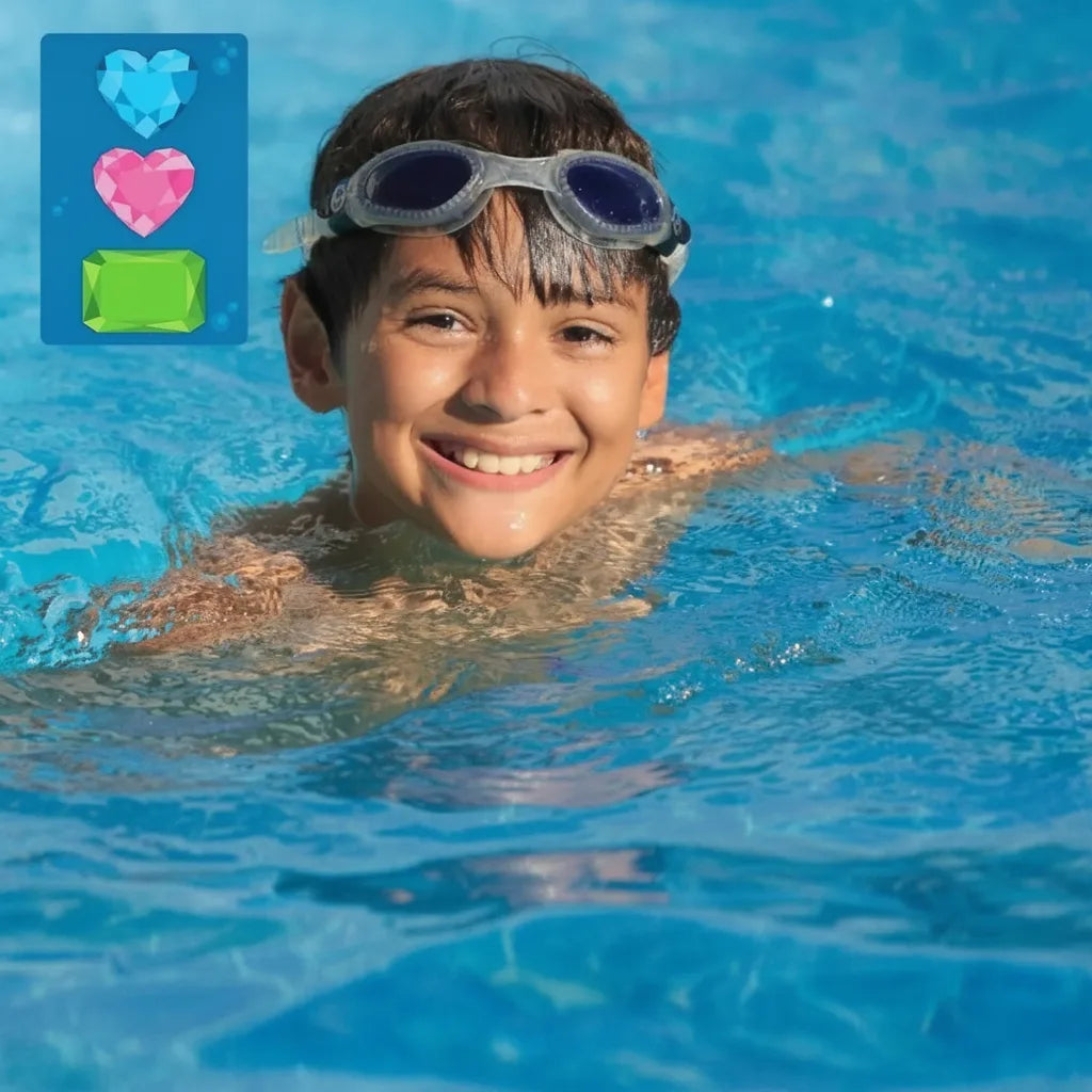 Underwater Pool Treasure Hunt Game with Waterproof Gems and Maps